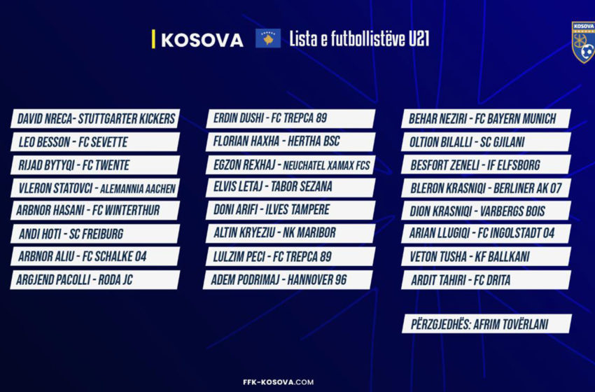  Tovërlani publikon listën e Kombëtares U21