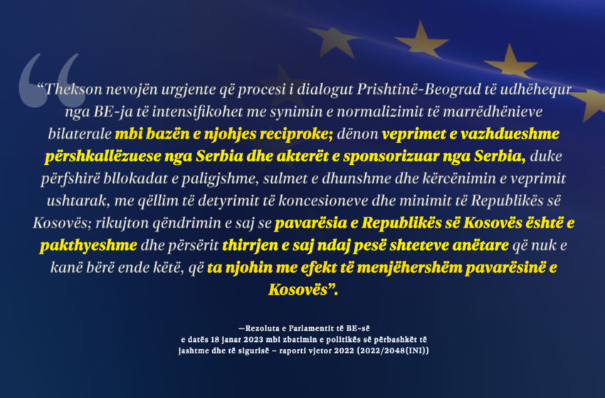  Presidentja Osmani ka mirëpritur qëndrimin e Parlamentit Evropian për Kosovën në rezolutën e djeshme