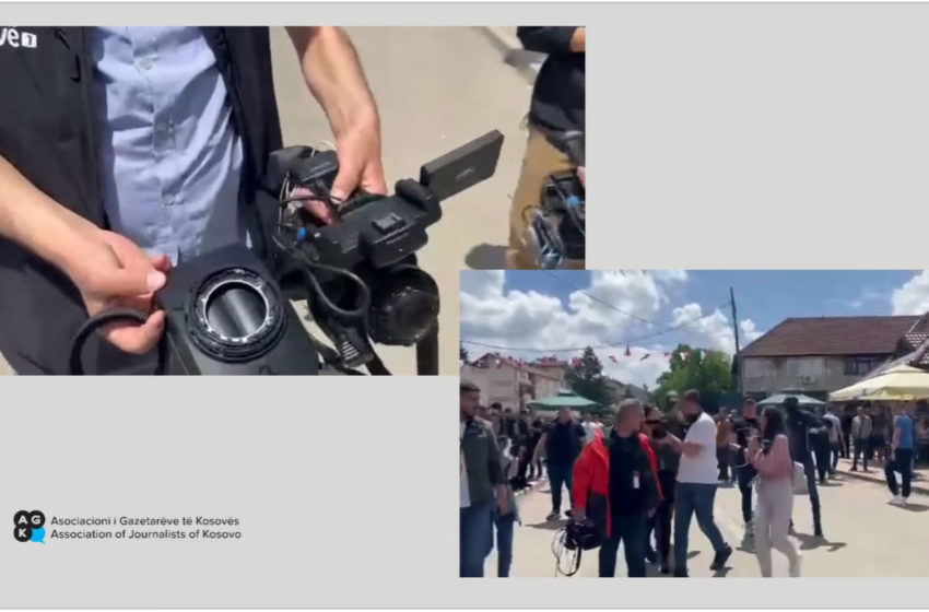  Sulmohen gazetarët nga persona të maskuar në Leposaviq, Tëvë1 ia thyejnë kamerën
