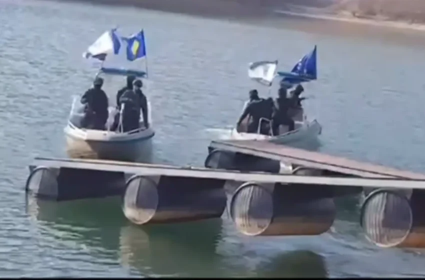  Njësia për Ndërhyrjen e Shpejtë e Policisë Kufitare të Kosovës patrullon me barka lundruese në Ujman