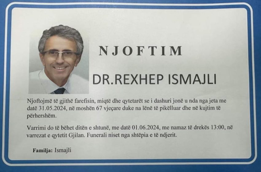  Ka ndërruar jetë Dr. Rexhep Ismajli