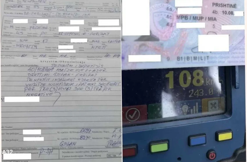  Gjilan: Aty ku kufizimi i shpejtësisë është 40 km/h, voziste me shpejtësi 108 km/h, gjobitet nga policia