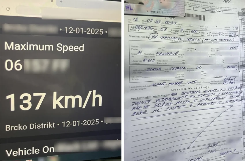  Gjilan: Gjobitet pasi voziste 137 km/h aty ku kufizimi i shpejtësisë ishte 60 km/h