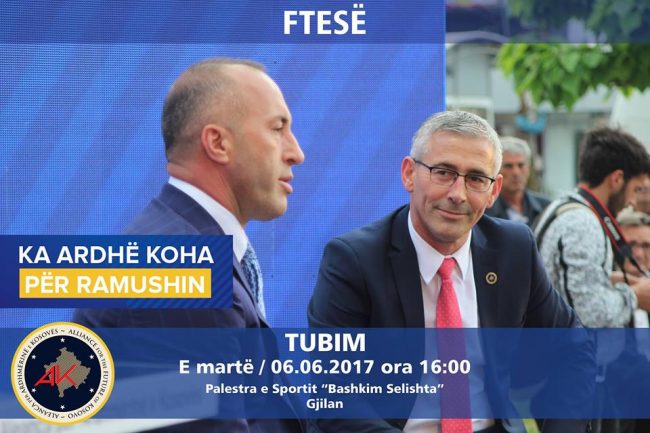 AAK: Tubimi i madh me qytetarë, 06. 06. 2017, ora 16:00, Palestra “Bashkim Selishta”-Gjilan