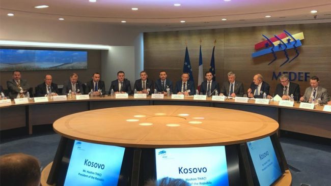 Presidenti Thaçi fton kompanitë franceze që të investojnë në Kosovë