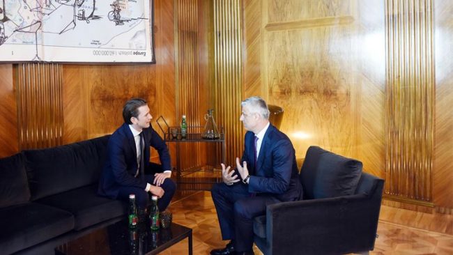 Presidenti Thaçi takoi kancelarin Kurz, kërkoi mbështetjen për integrimet euroatlantike