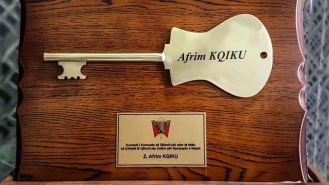Afrim Kqiku, qytetar nderi i Gjilanit