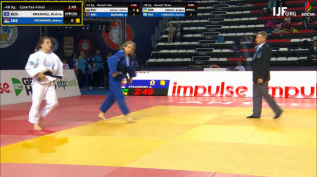 Distria Krasniqi kalon në finale, eliminon xhudistet serbe dhe turke