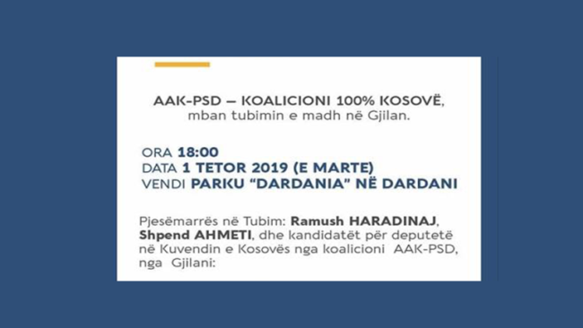 AAK-PSD – Njoftim për tubimin e madh në Gjilan