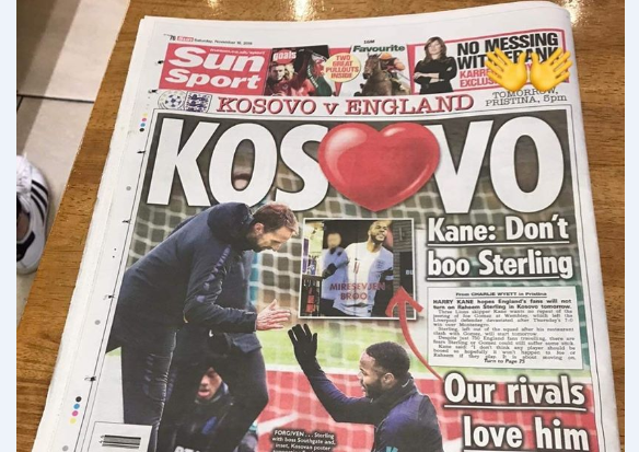 Ndeshja Kosovë-Angli në ballinën e gazetës britanike, të mahnitur me pritjen