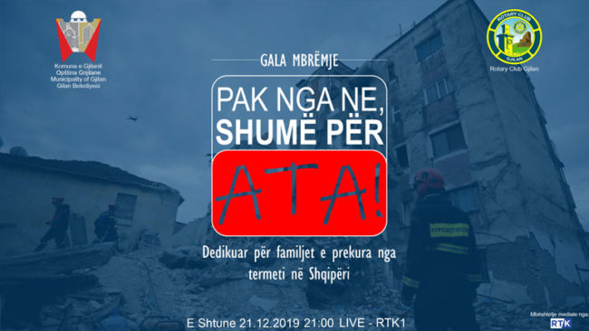 Gjilani organizon gala mbrëmje humanitare për familjet e prekura nga tërmeti në Shqipëri ​