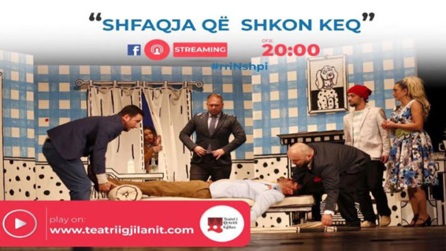 Teatri i Gjilanit e sjell online komedinë “Shfaqja që shkon keq”