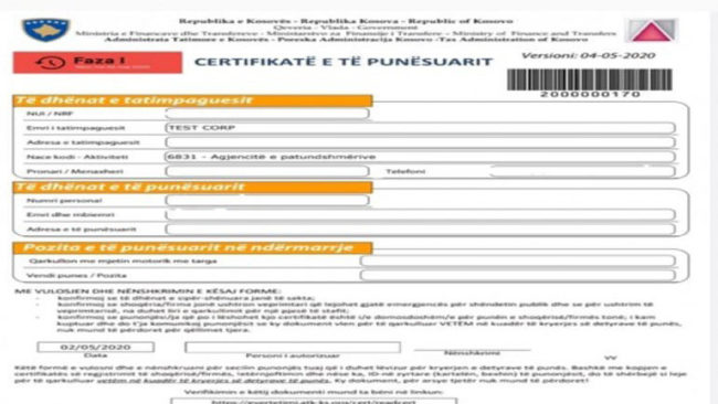 Kjo është certifikata e re që duhet ta kenë punëtorët nga data 4 maj