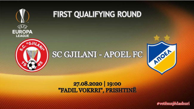 Ndeshja Gjilani-Apoel, zhvillohet me 27 gusht