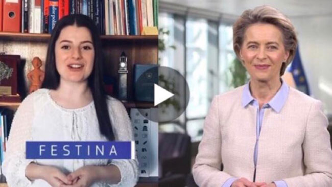 Festina Kurteshit- studentes nga Kosova i përgjigjet Presidentja e Komisionit Evropian – video