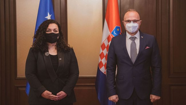 Presidentja e Kosovës priti në takim ministrin kroat për punë të Jashtme dhe Çështje Evropian