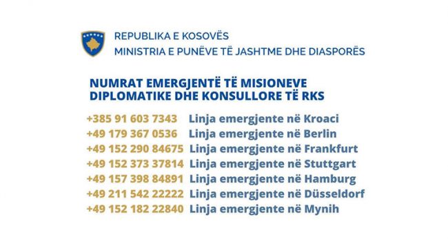 Numrat emergjent të misioneve diplomatike dhe konsullore