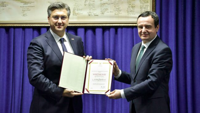 Kryeministri i Kosovës, Albin Kurti priti në takim Kryeministrin e Kroacisë, Andrej Plenkoviq