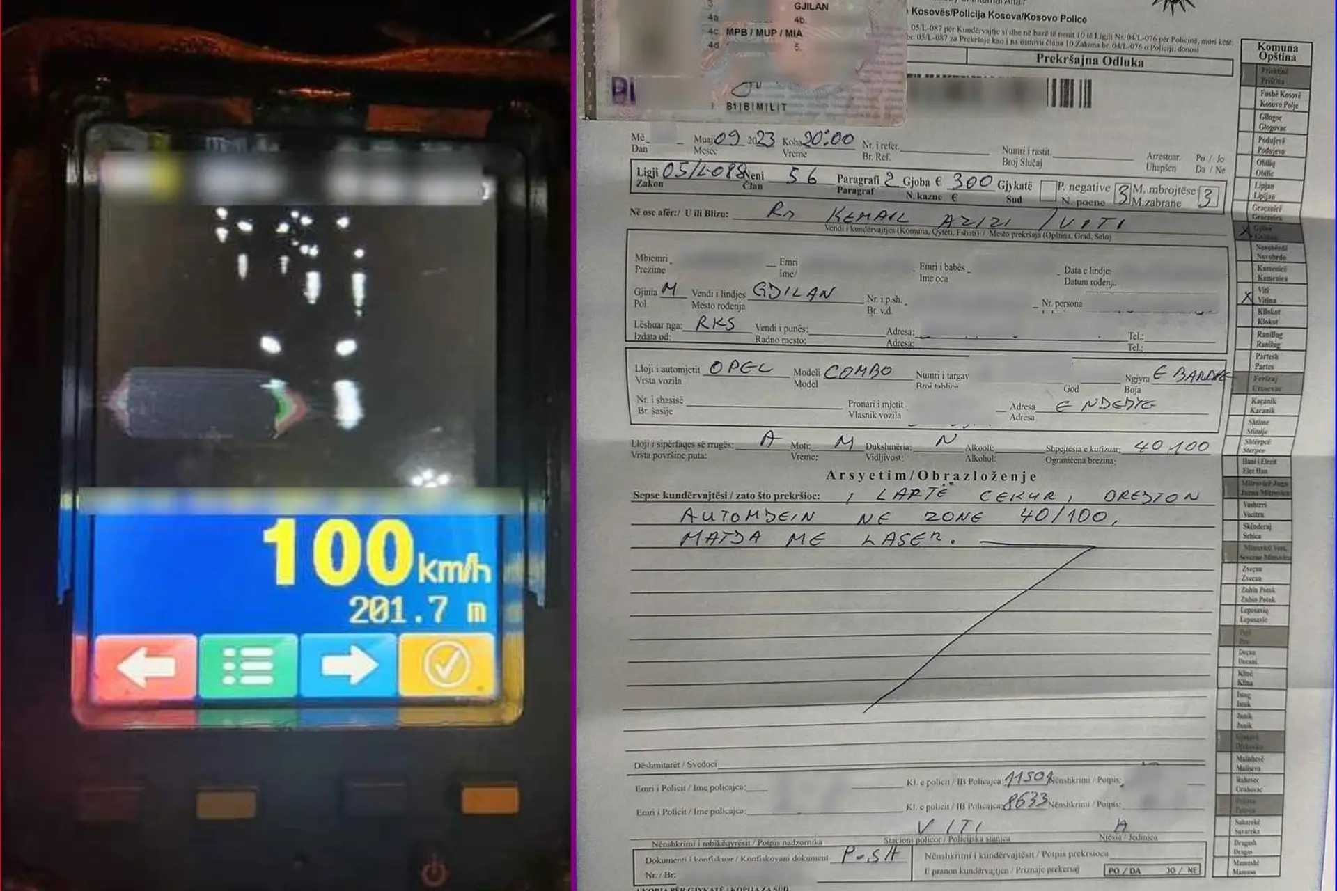 Voziste 100 km/h aty ku e lejuar ishte 40 km/h, i merret leja për tre muaj