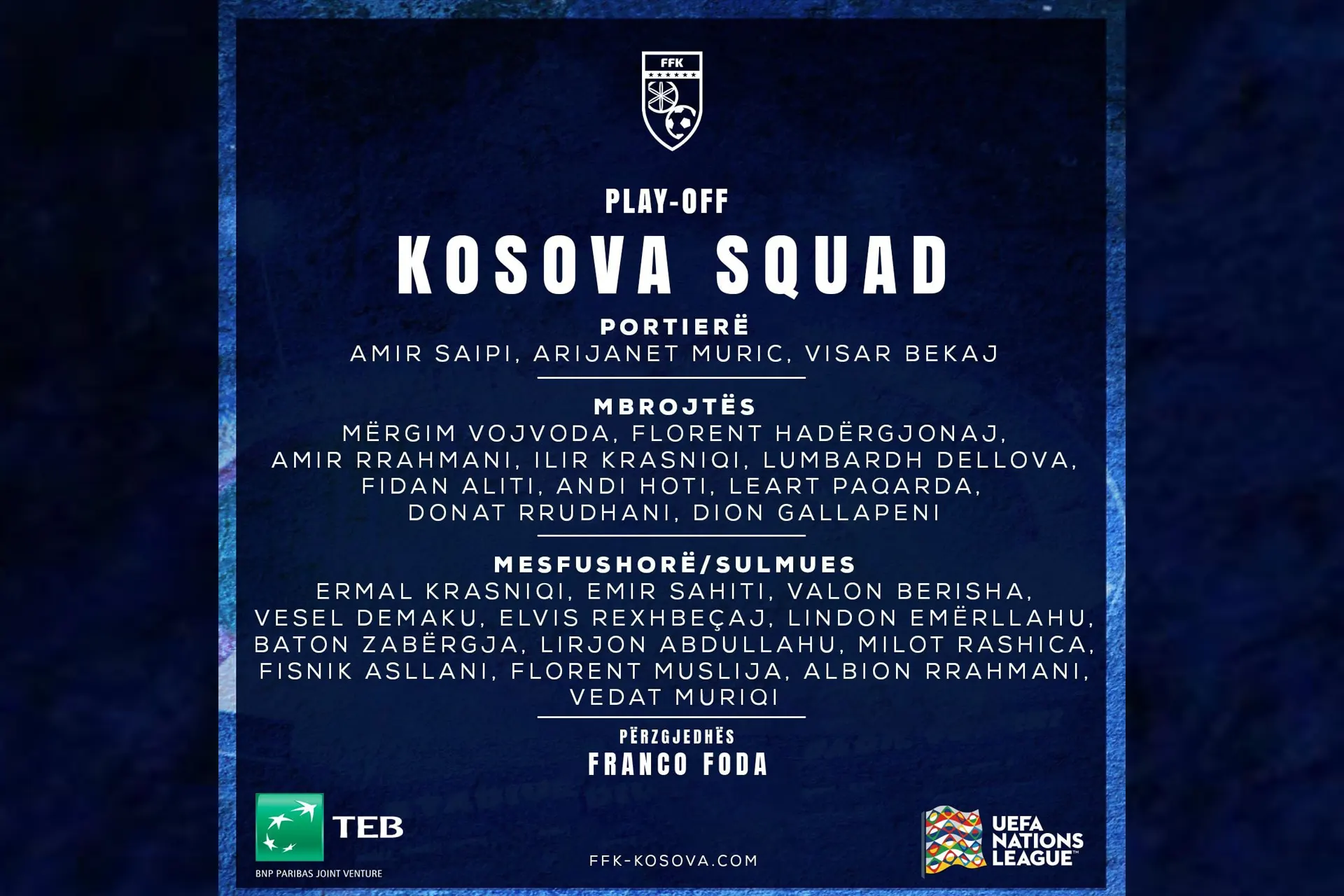 Përzgjedhësi Franco Foda publikon listën e futbollistëve për dy ndeshjet kundër Islandës