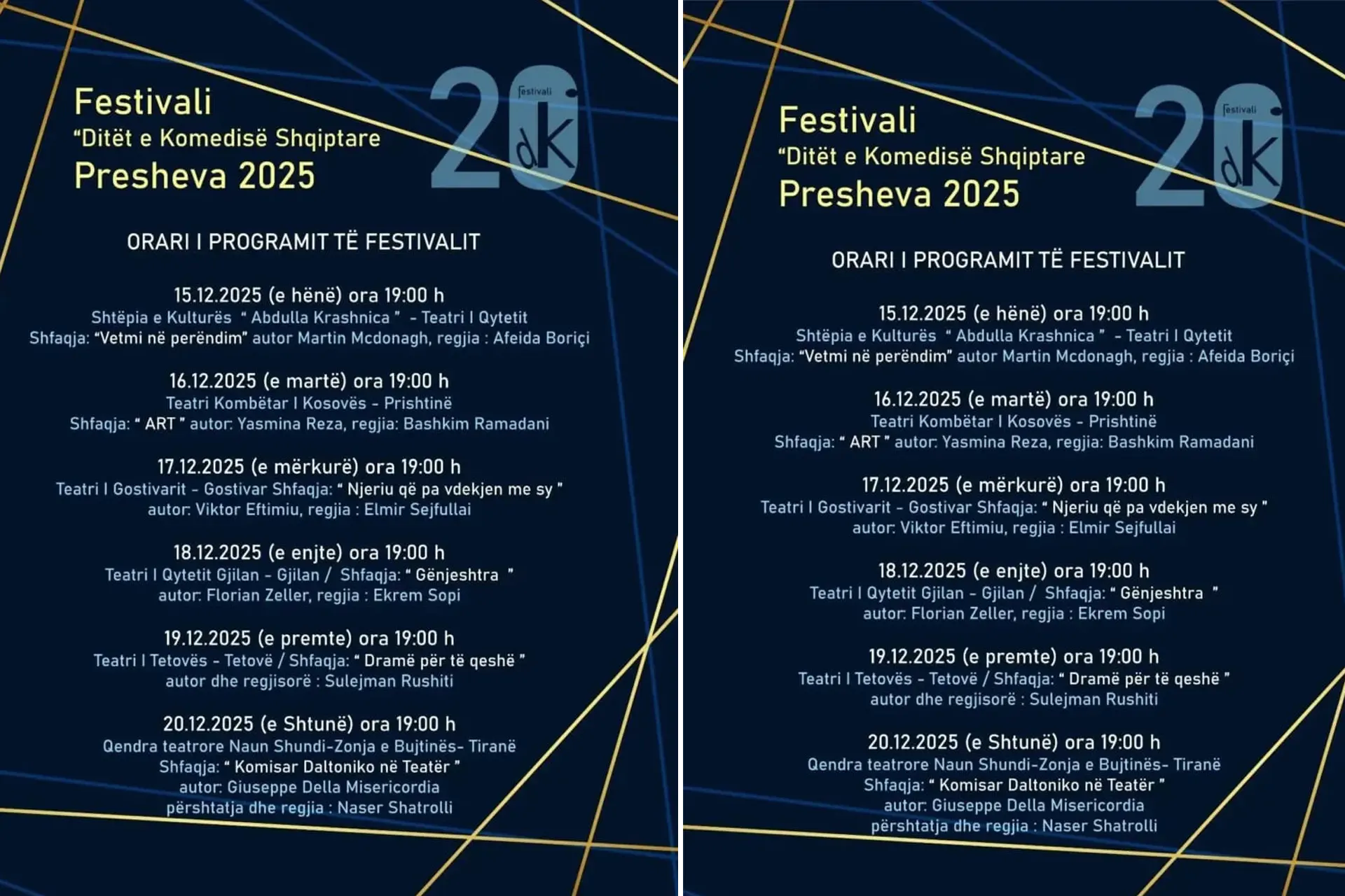 Në Preshevë do të mbahet edicioni i 20 i Festivalit “Ditët e Komedisë Shqiptare”